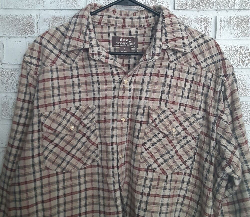 Moose Creek Sz L Comfy Snap Button Up Outdoors Masculine